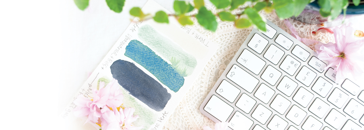 Header image with computer and watercolour swatch