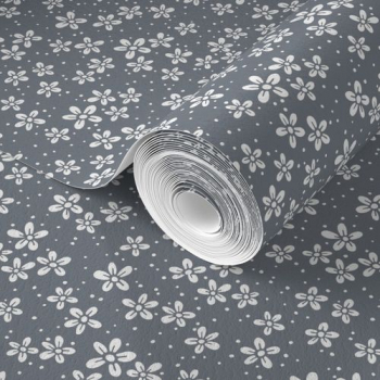 May Flower - Blossom white on misty grey - Pattern Design