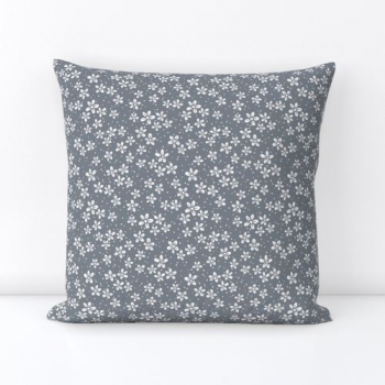Creative Arts - Pattern Design - May Flower Collection - Blossom white on misty grey - Spoonflower cushion