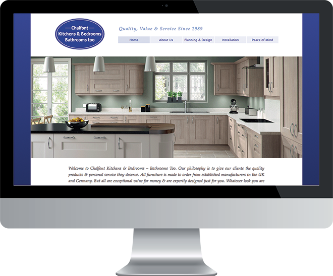 Branding Design - Chalfont Kitchens and Bathrooms, Bedrooms too website home page